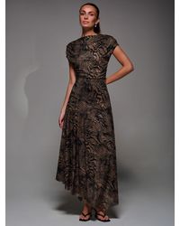 Jolie Moi - Asymmetrical Draped Slash Neck Midaxi Dress - Lyst