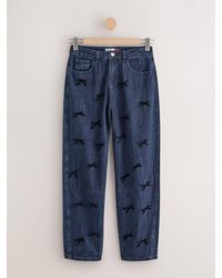 Next - Rinse Bow Embellished Barrel Leg Jeans - Lyst