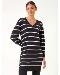 Roman - Stripe Print Knitted Jumper Dress - Lyst