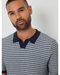 Threadbare - Textured Stripe Trophy Neck Knitted Polo Shirt - Lyst