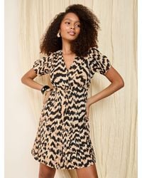 Friends Like These - Textured Button Through V-Neck Mini Dress - Lyst