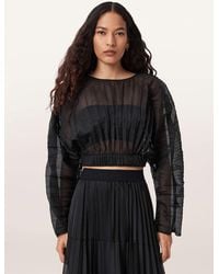 AllSaints - Micaela Pleated Sheer Top - Lyst