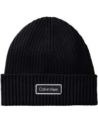 Calvin Klein - Logo Patch Rib Beanie - Lyst