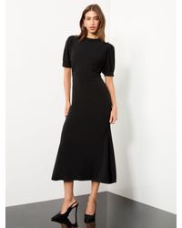 Lipsy - Military Button Short Sleeve Midi Jersey Dress - Lyst