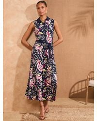 Love & Roses - Petite Printed Jersey Midi Shirt Dress - Lyst