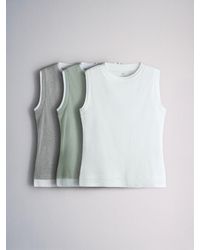 The Set - 3 Pack Mock Layer Semi Sheer Soft Touch Vests - Lyst