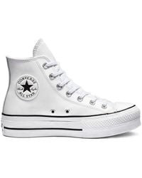 Converse - Platform Lift Leather Chuck Taylor High Trainers - Lyst