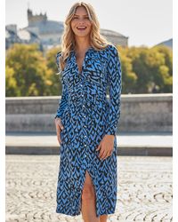 Sosandar - Aztec Print Ruched Front Shirt Dress - Lyst