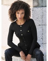 Sosandar - Textured Button Front Peplum Top - Lyst
