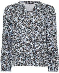 M Com - Petite Half Placket Long Sleeve Printed Jersey Shirt - Lyst