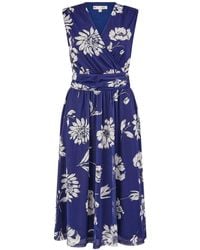 Yumi' - Floral Print Stretch Mesh Dress With Pockets - Lyst