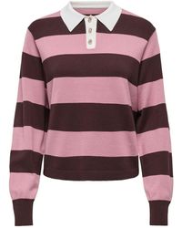 Jdy - Knitted Stripe Polo Shirt - Lyst