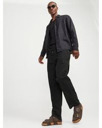 Jack & Jones - Loose Fit Linen Blend Cargo Trousers - Lyst