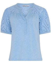 M Com - Broderie Half Placket Blouse - Lyst