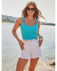 Sosandar - Chevron Crochet Ring Detail Vest Top - Lyst