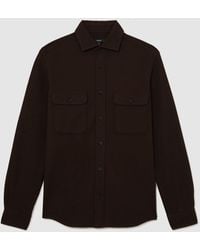 Reiss - Forsithe - Brown Textured Twin-pocket Overshirt Cotton-blend, Xs - Lyst