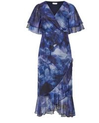 Yours Curve - London Wrap Ruffle Mesh Dress - Lyst