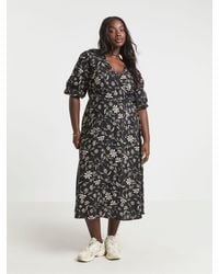 Simply Be - Floral Print Wrap Midi Dress - Lyst