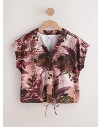 Next - V-Neck Short Sleeved Tie Waist Top - Lyst