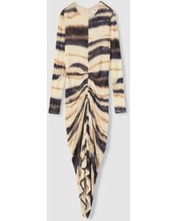 Reiss - Georgia Jersey Ruched Printed Dress With Wool - Lyst