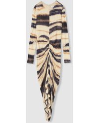 Reiss - Georgia Jersey Ruched Printed Dress With Wool - Lyst