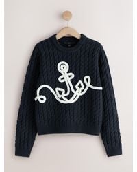 Next - Rope Anchor Embroidered Cotton Blend Knitted Jumper - Lyst