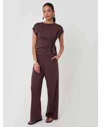 Threadbare - Petite Relaxed Fit Tie Top & Wide Leg Trousers Set - Lyst