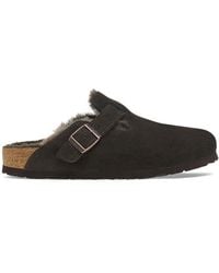 Birkenstock - Mocca Boston Shearling Lined Suede Clogs - Lyst