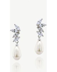 Ivory & Co. - Ashbourne R Classic Crystal And Pearl Drop Earrings - Lyst