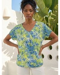 Roman - Abstract Spot Print Pleat Front Top - Lyst