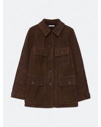 AllSaints - Allsaints Roiya Suede Funnel Neck Jacket - Lyst