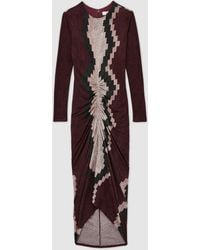 Reiss - Georgia Jersey Ruched Printed Dress With Wool - Lyst