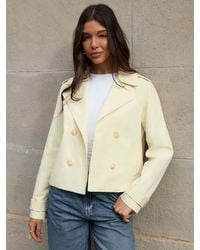 Threadbare - Double Breasted Cropped Trench Jacket - Lyst