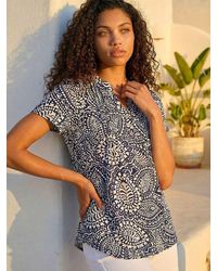 Roman - Petite Abstract Print Button Stretch Top - Lyst