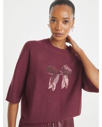 JD Williams - Sequin Bow Short Sleeve Jumper - Lyst