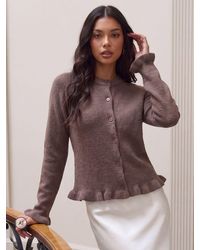 Threadbare - Crew Neck Ruffle Cardigan - Lyst