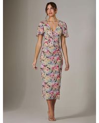 Jolie Moi - Mesh Short Sleeve Midi Dress - Lyst