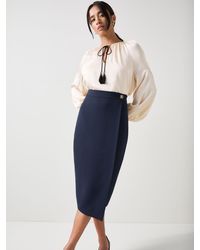 LK Bennett - Audrey Petite Spring Asymmetric Slim Skirt - Lyst