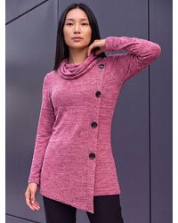 Roman - Cowl Neck Buttoned Top - Lyst