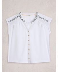 White Stuff - Stuff Billie Button Short Sleeve Cotton Shirt - Lyst