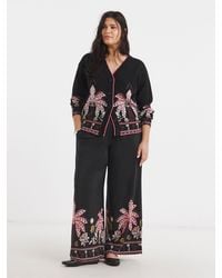 Simply Be - Palm Printed Wide Leg Trousers - Lyst