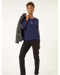 Roman - Chiffon Banded Hem Pleated Blouse - Lyst