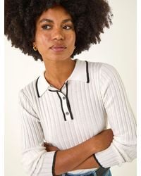 Roman - Collar Ribbed Button Knit Jumper - Lyst