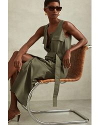 Reiss - Elin Sage Utility Belted Midi Dress - Lyst