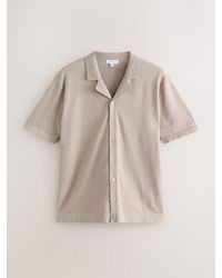 Next - Regular Fit Cotton Rich Short Sleeve Knitted Shirt With Cuban Collar - Lyst