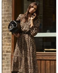 Baukjen - Daryn Printed Midi Dress Cognac Leopard Dress - Lyst