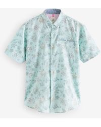 Next - Short Sleeve Textured Floral Printed 100% Cotton Shirt - Lyst