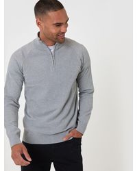 Threadbare - Cotton Rich Textured Quarter Zip Jumper - Lyst