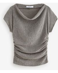 Next - Top Mit Wasserfallausschnitt, Drappierung Und Textureu 48 (Uk 20) - Lyst
