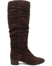 Jones Bootmaker - Chocolate Suede Edenia Leather Long Boots Cushioned Insole - Lyst